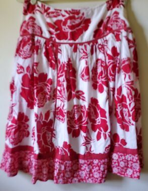 RAVIYA SURF Cotton Tropical Flower Skirt Side Zip Slip Lined Size L Runs Small